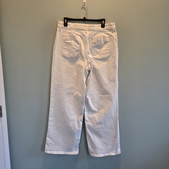 Free Assembly Off-White Wide Leg Pants Size 14 Patch Pockets Cotton - Picture 7 of 14
